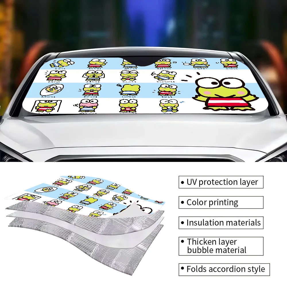 K-keroppiS กบกระจก Sun Shade สําหรับรถเก๋ง,51.2 "X 27.5" อัพเกรดรถ Sunshade สําหรับด้านหน้ากระจก Visor Protector