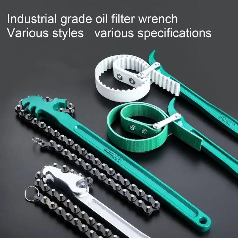 Engine Chain Oil Filter Wrench Heavy Duty Chain Spanner Pipe Fittings Oil Filter Auto Car Spanner Hand Removal Tools