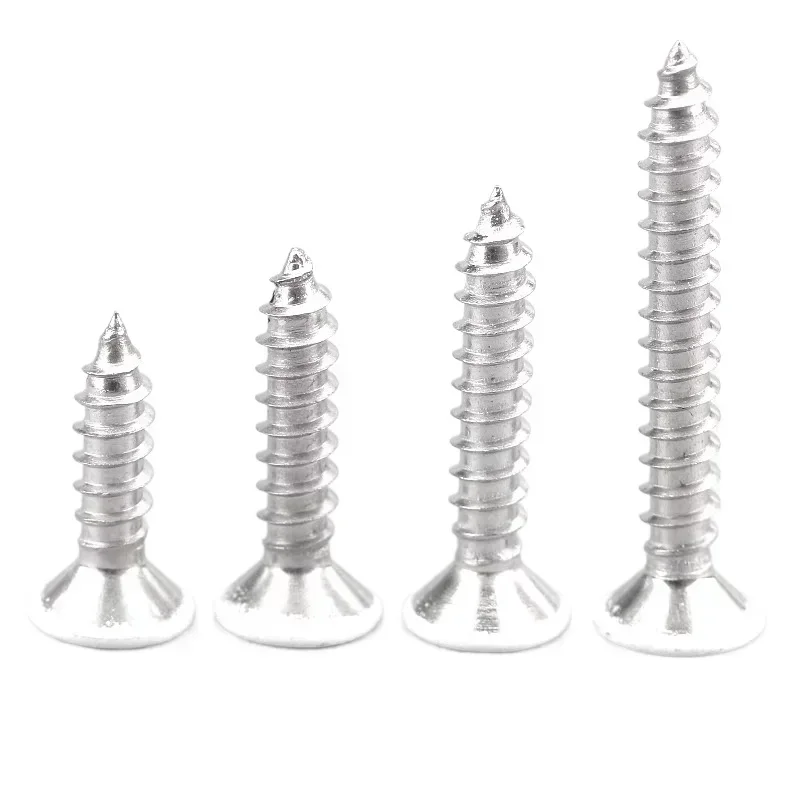 304 Stainless Steel White Baking Paint Flat Head Phillips Pan Head Wood Cross Recessed Truss Self-tapping Screw Wood Sheet MetaL