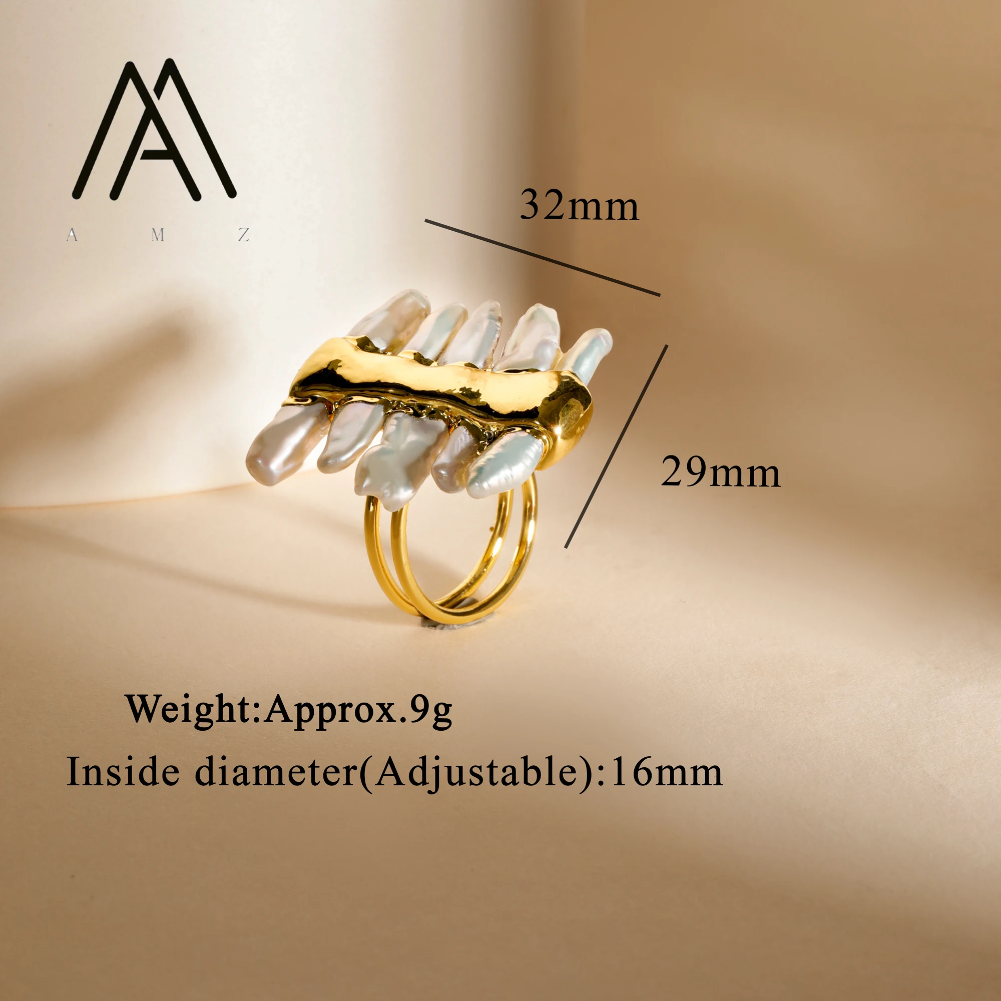 

Unique Natural Pearl Ring Irregular Open-Ring Design Artistic Fashion women Jewelry for Daily Wear wedding party Unisex