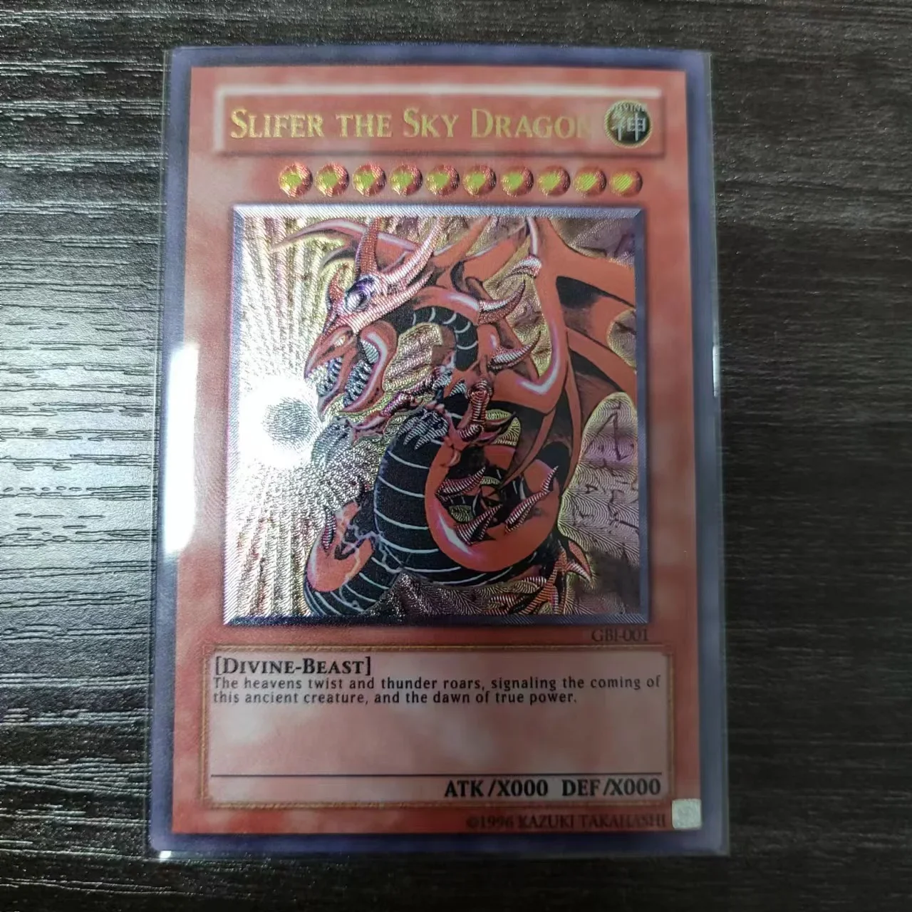 Yu Gi Oh-GBI-001 raro Ultimate/Slifer the Sky Dragon, tarjeta de colección de regalo para niños, juguete (no original)