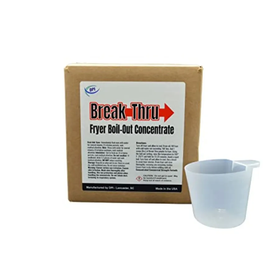 

Концентрированный порошковый очиститель Break-Thru Fryer Boil Out для фритюрниц: удаляет жир и углеродные отложения, прост в использовании, в комплекте щетка.