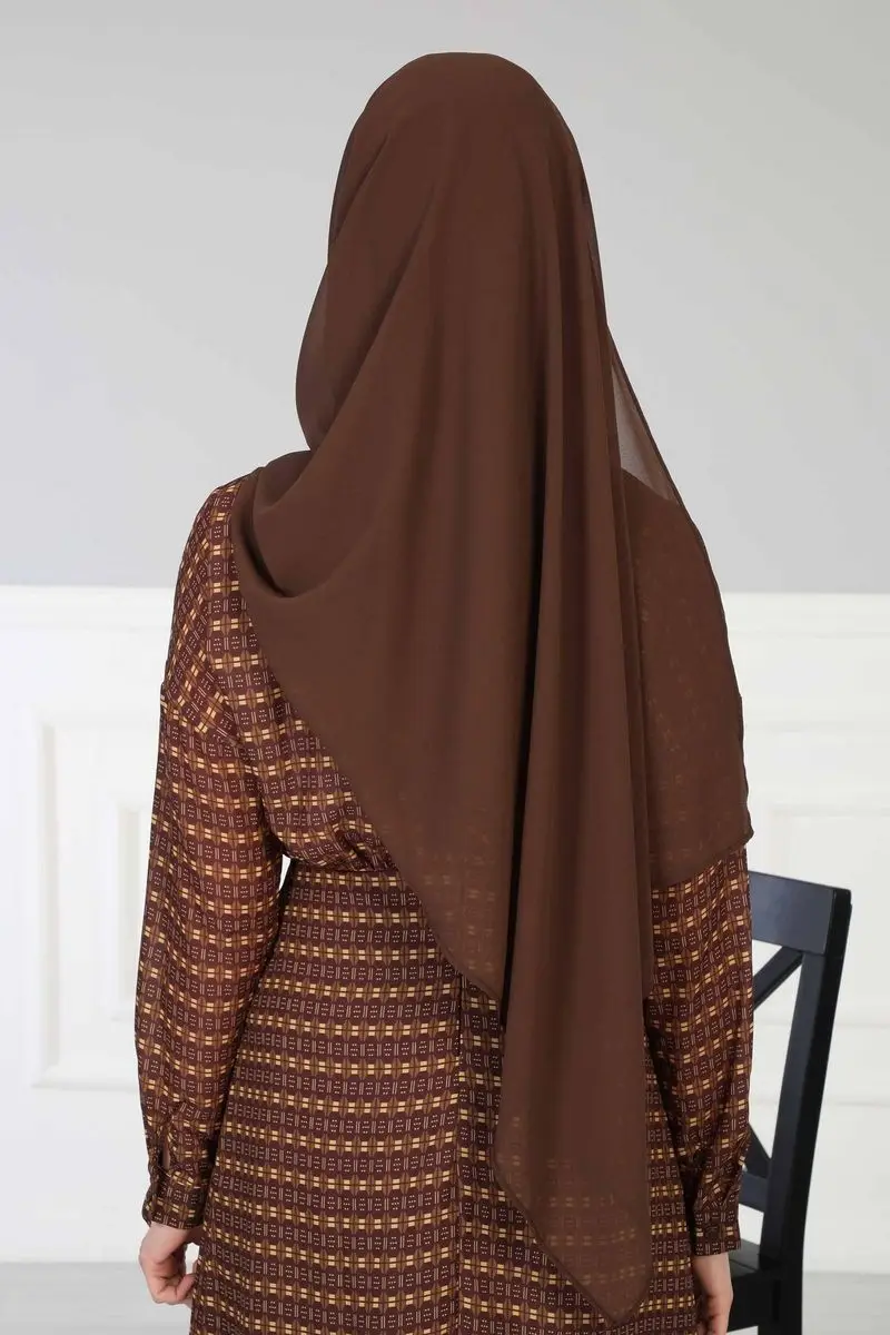 Cross practical chiffon shawl brown