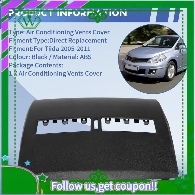 

AC34-Car Air Conditioner Outlet Finisher-Instrument Panel Air Conditioning Vents Cover Shell For Nissan Tiida 2005-2011 Black