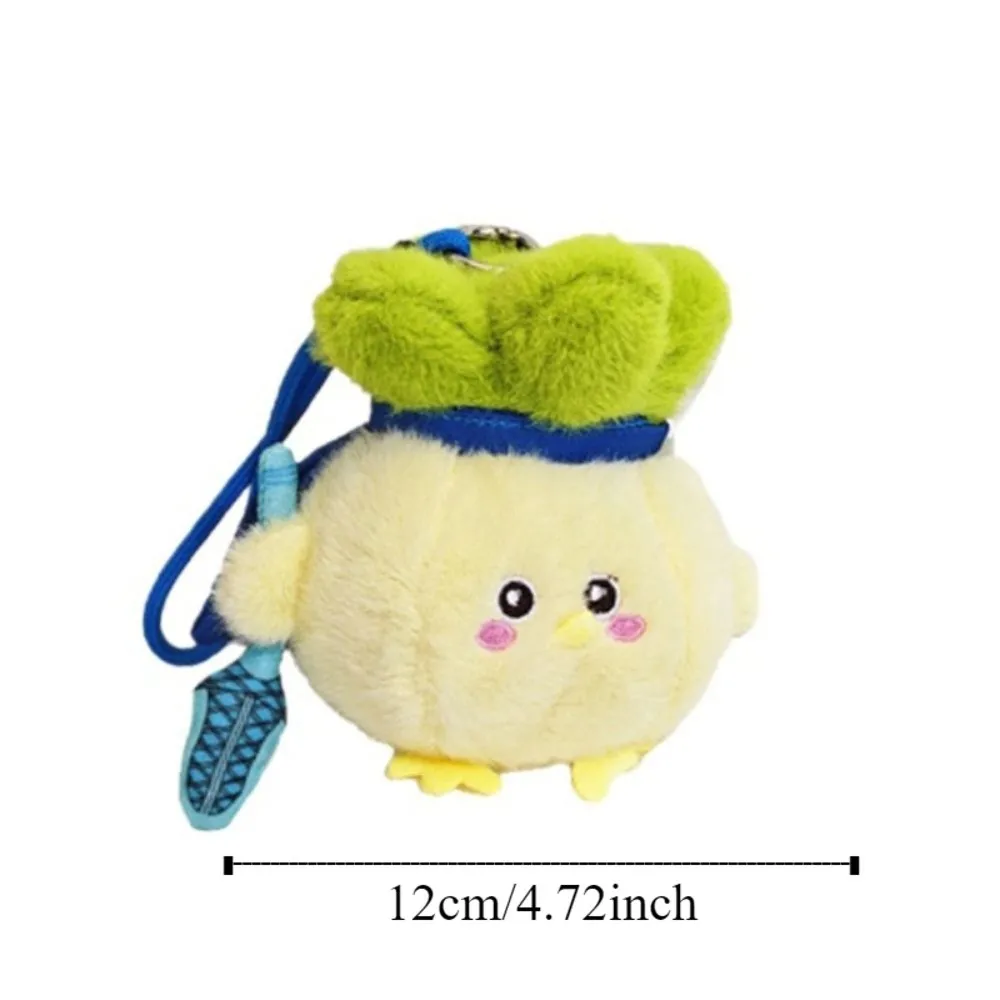 With Voice Vegetable Chicken Pendant Garlic Bird Bag Charm Stuffed Cabbage Chicken Keychain Soft Fluffy