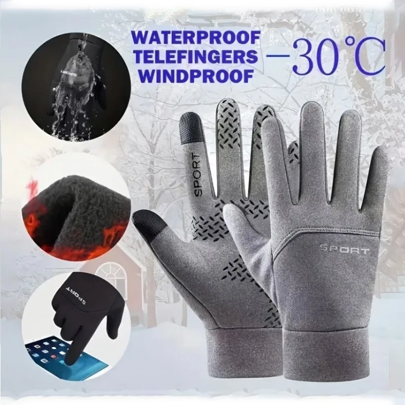 Winter Windproof Warm Ski Snow Gloves for Men Women Water Resistant Anti Slip Touchscreen Motorcycling Cycling Running Gloves
