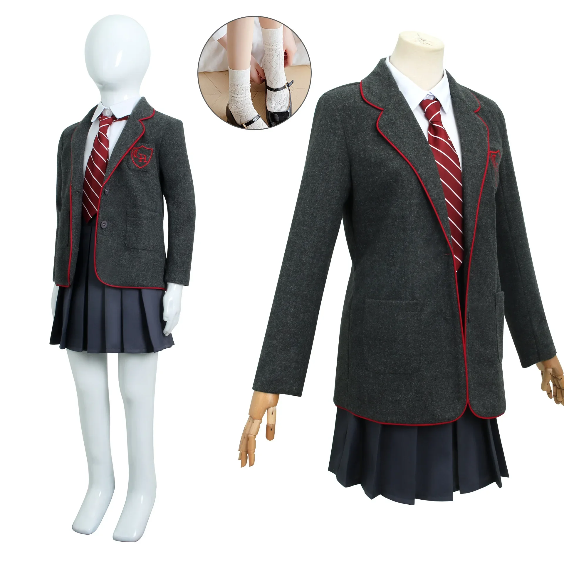 1 set of cosplay music costume girls school uniform cosplay costume with stockings halloween costume