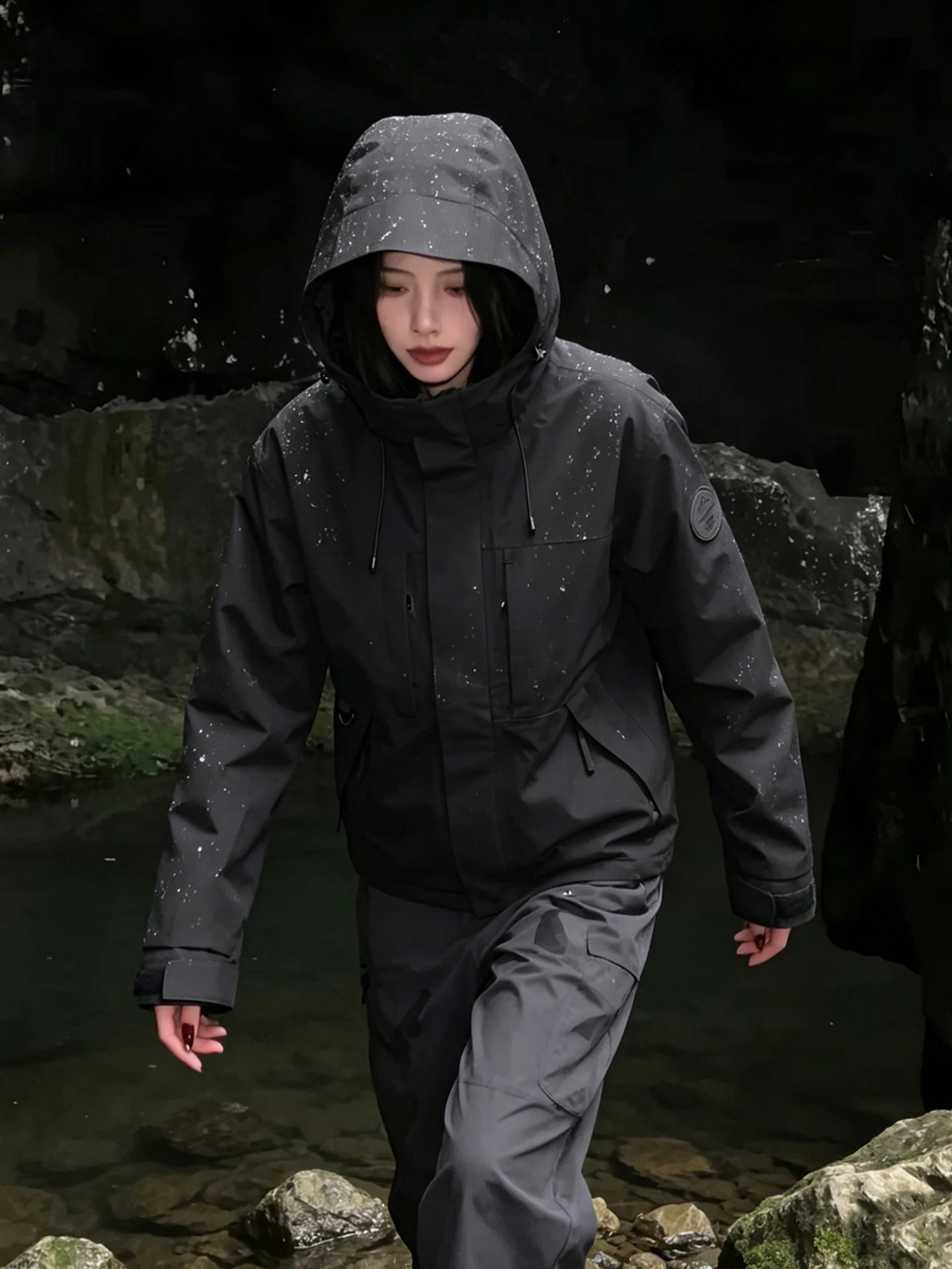 Loose Fit Hiking Jacket Men's Outdoor Windproof Waterproof Breathable Hooded  Layer Three-in-One Mountain Series