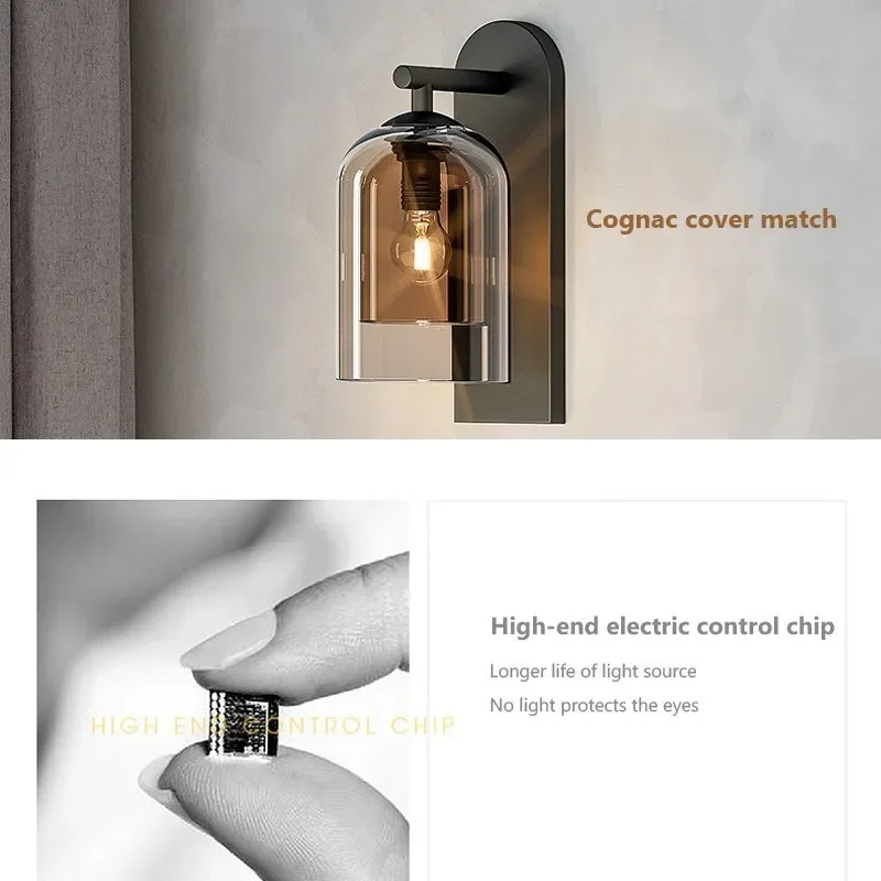 Scandinavische Postmoderne Dubbele Glazen Wandlampen Voor Entree Gang Gangpad Bar Slaapkamer Restaurant Trap Hangende Wandlamp