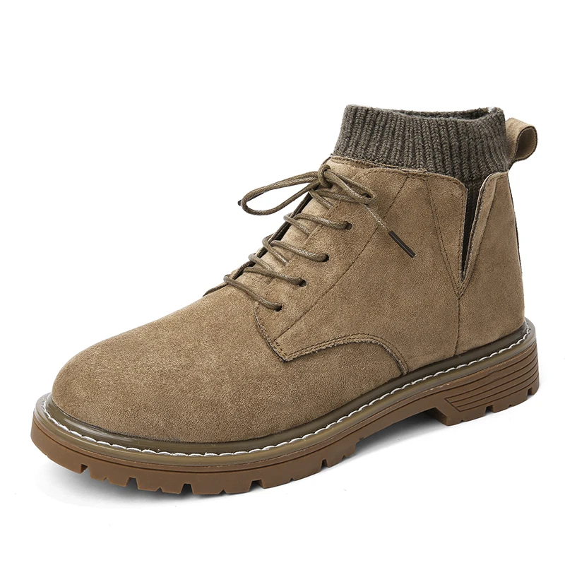 COZOK New Fashion High-top Men's Boots Stretch Knit winter Men's Casual Boots Jungle Mountaineering Wide Bottom Platform Boots - Image 2