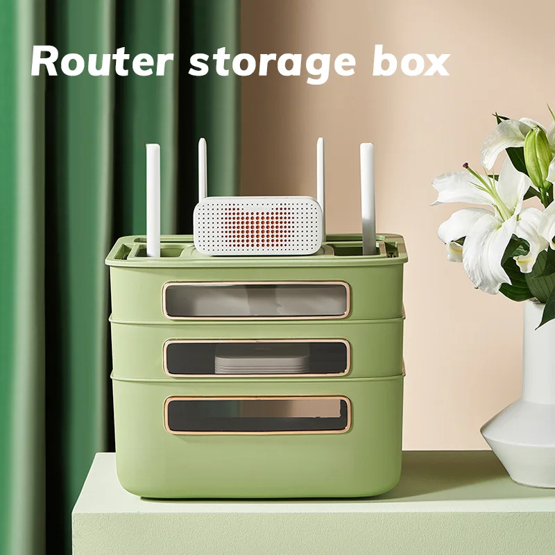 

Household WiFi Desktop Router Storage Box Heat Dissipation Plastic Organizer Socket Plug Wireless Storage Boxes