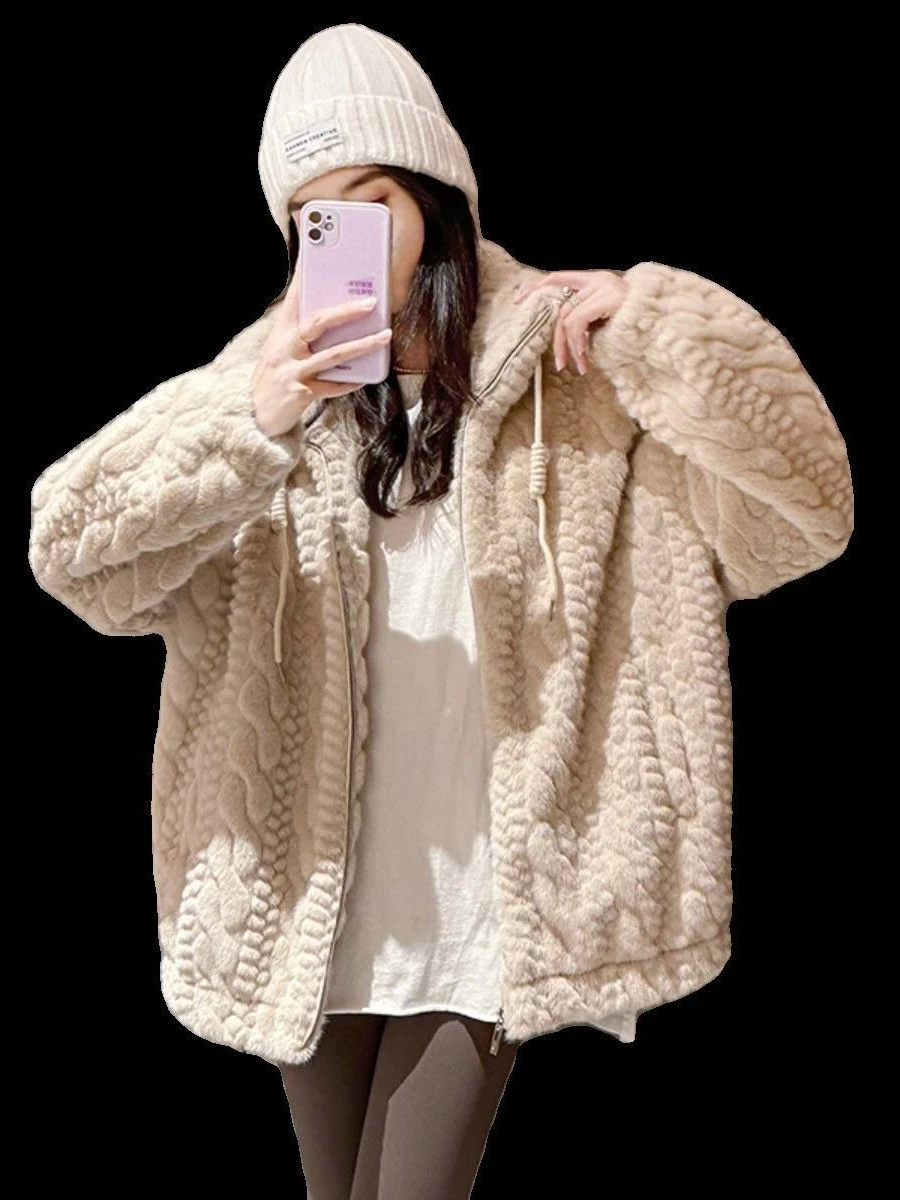 Otter Rabbit Fur Coat Women Young Models Winter Korean Version Loose Stand-up Collar Thickened Mink Twist Coat