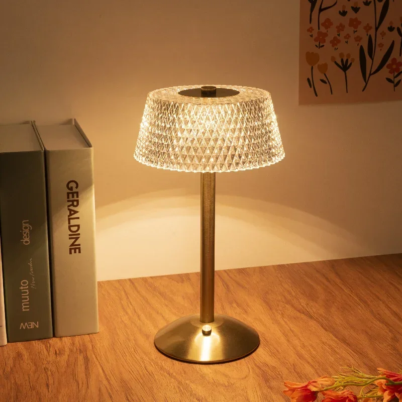 Lampes de Table LED de luxe tactile Rechargeable lumière tricolore chambre étude chevet atmosphère décoration verre LED lampes de nuit