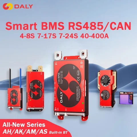 Daly Smart BMS Lifepo4 4S 8S 24V 10S 36V 16S 48V 40A 60A 80A 100A 150A 200A 250A 300A Li-ion Battery RS485 CANBUS Bluetooth BMS