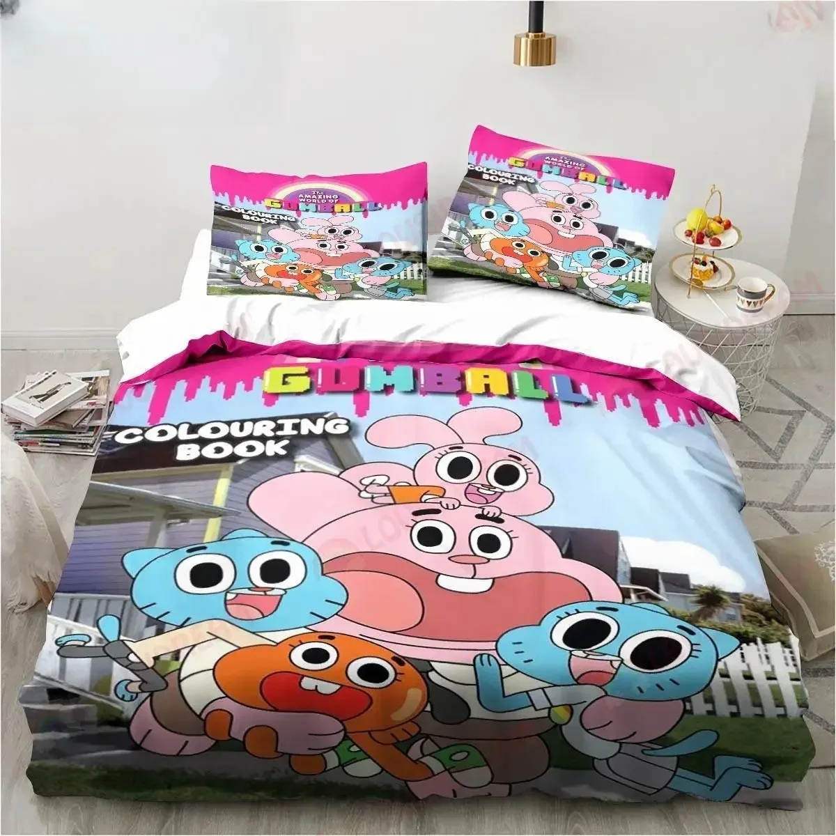 

New Cartoon The Amazing World Bedding Set Gumball Sheet King Twin Double Child Bedding Set Mircofiber or Polyester Duvet Cover