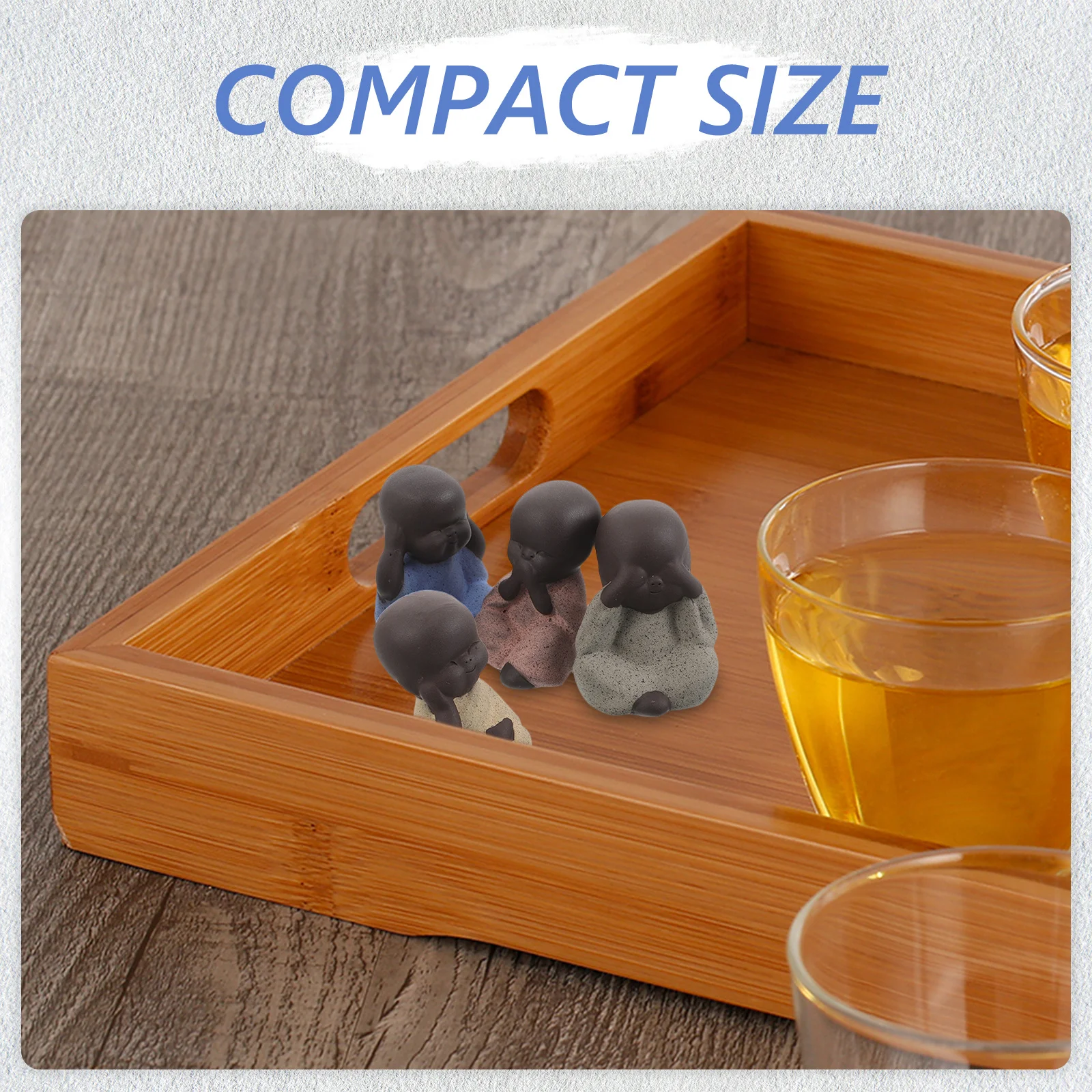 

4Pcs Purple Clay Monk Tea Pets Handmade Desktop Ornaments Tea Table Decoration Home Office Garden Accessories Office Decor