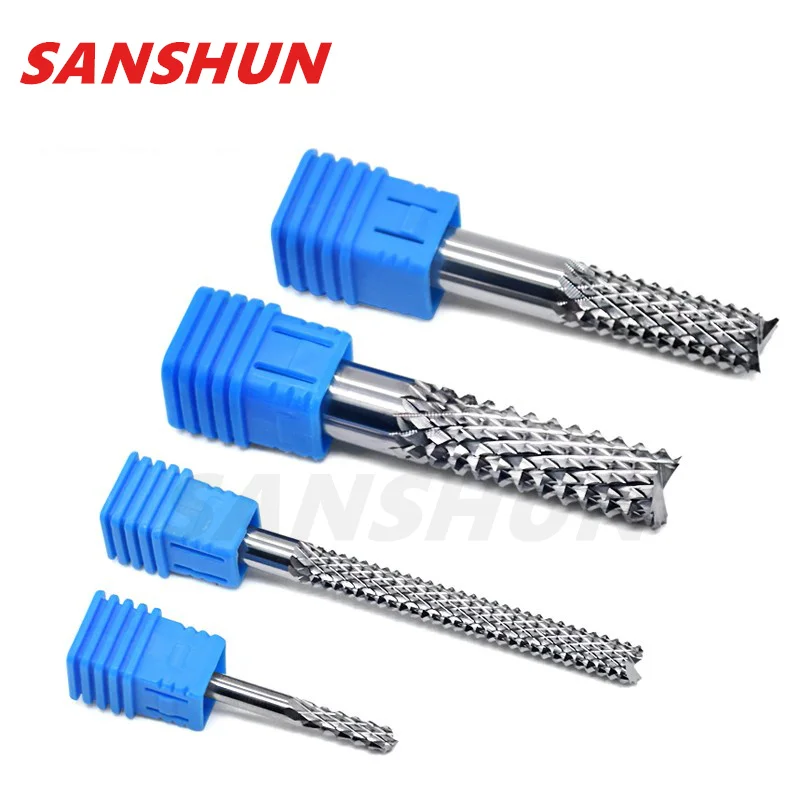 Alloy tungsten steel PCB milling cutter, corn milling cutter, CNC engraving, thick handle, mm spiral engraving machine tool bit