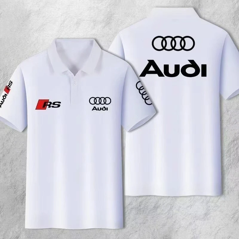 

Summer Audi Printed Simple Business Men's POLO Shirt Breathable Short-sleeved Loose Lapel Riding T-shirt Couple Racing Clothes