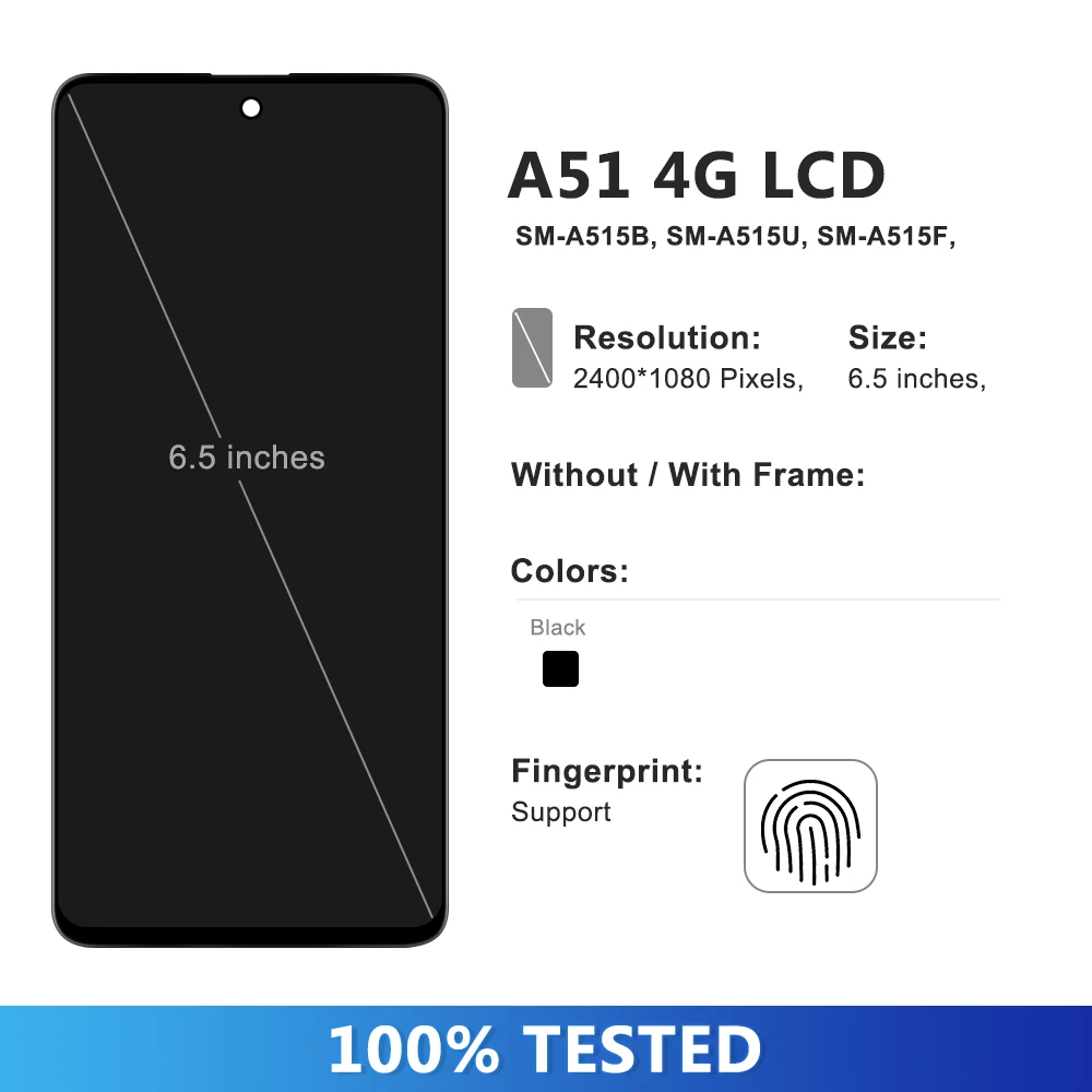 OLED A51 Display For Samsung A51 LCD SM-A515 SM-A515F A515 Display Touch Screen Digitizer Assembly Replacement A51 Display