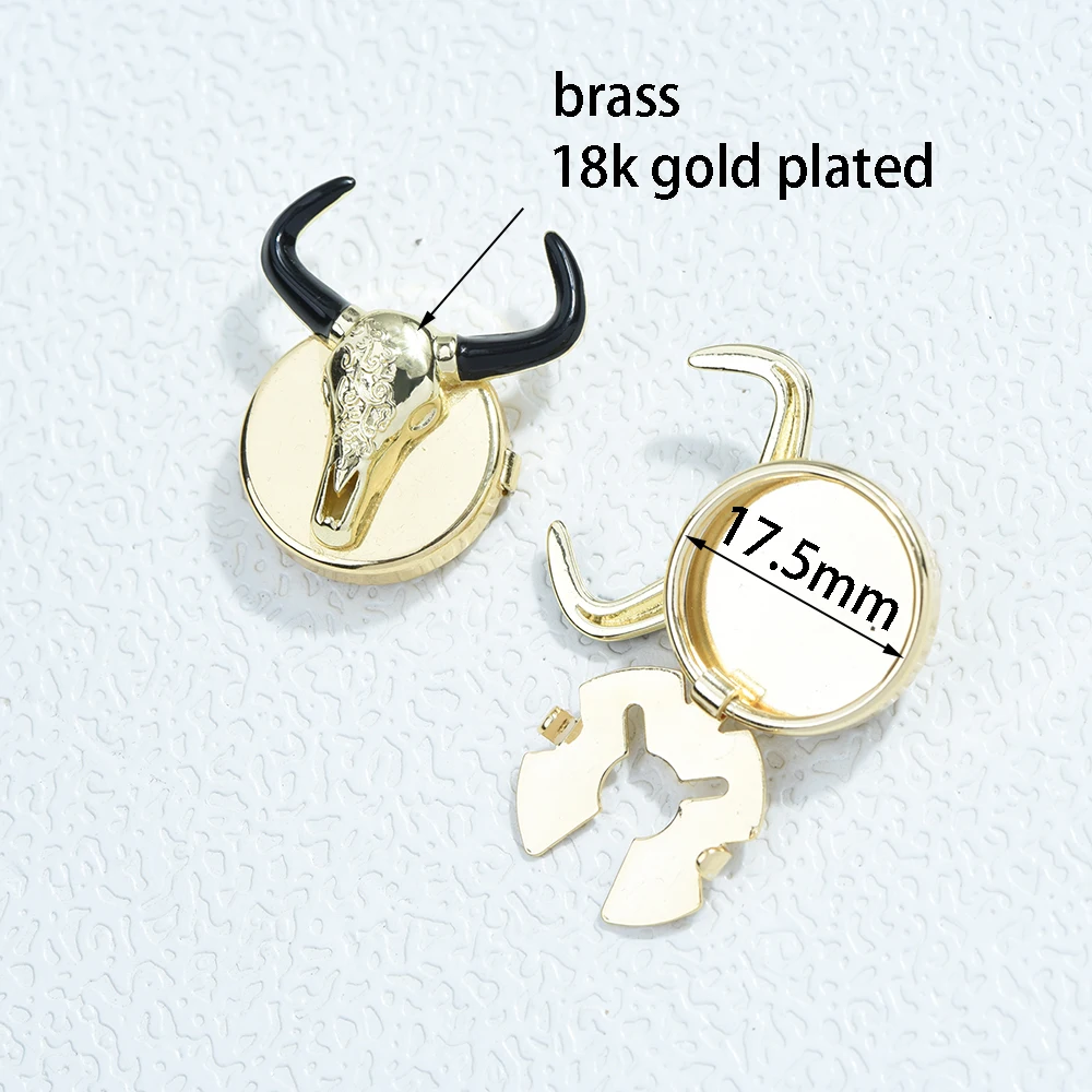 ICEYY 2Pcs Brass Cufflinks Animal Bull Head Button Covers for Tuxedo Business Formal Shirts