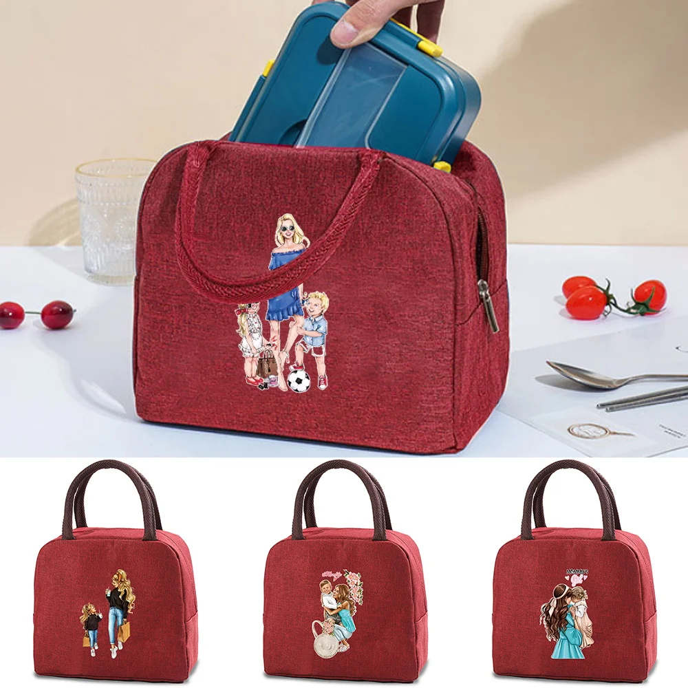 

Mom Pattern Lunch Bag Insulated Refrigerator Bag Cold Drink Box Dinner Large Square Refrigerator Bag