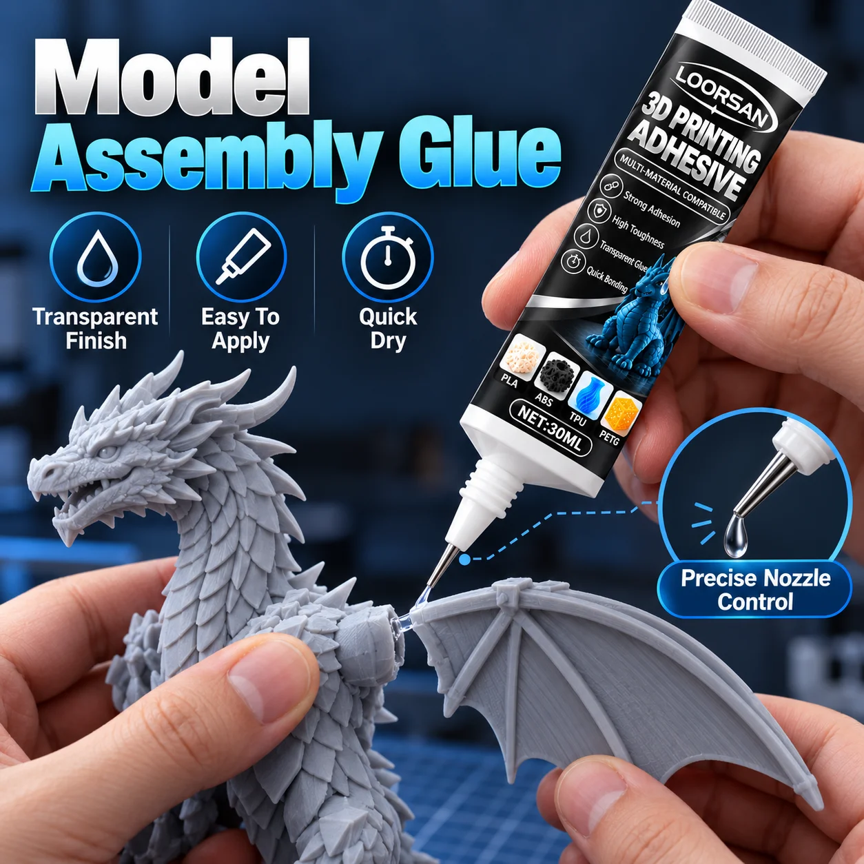 3D Printer Glue For Model Assembly Plastic Parts Repair Adhesive Transparent Bonding Glue For PLA ABS TPU PETG Materials High St