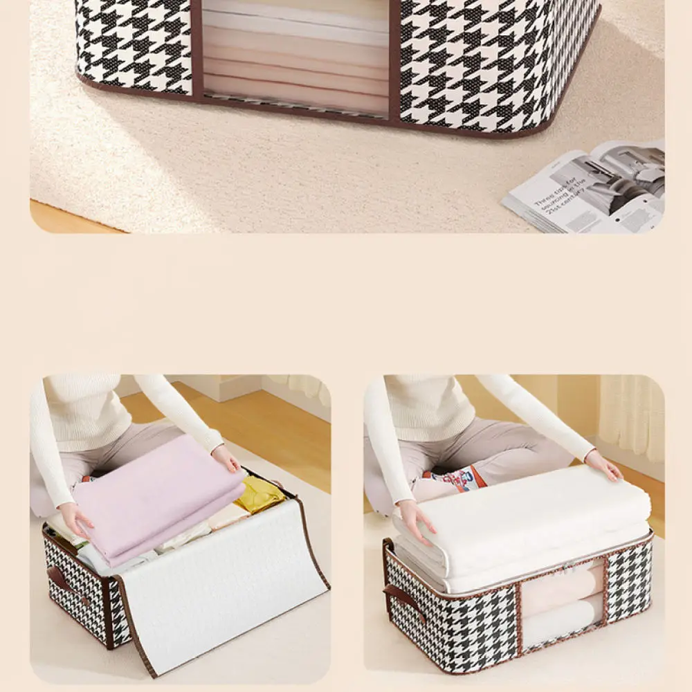 Visible Window Clothing Storage Container Foldable Quilt Organizer Box Dustproof Fabric Bin For Bedroom Wardrobe Home