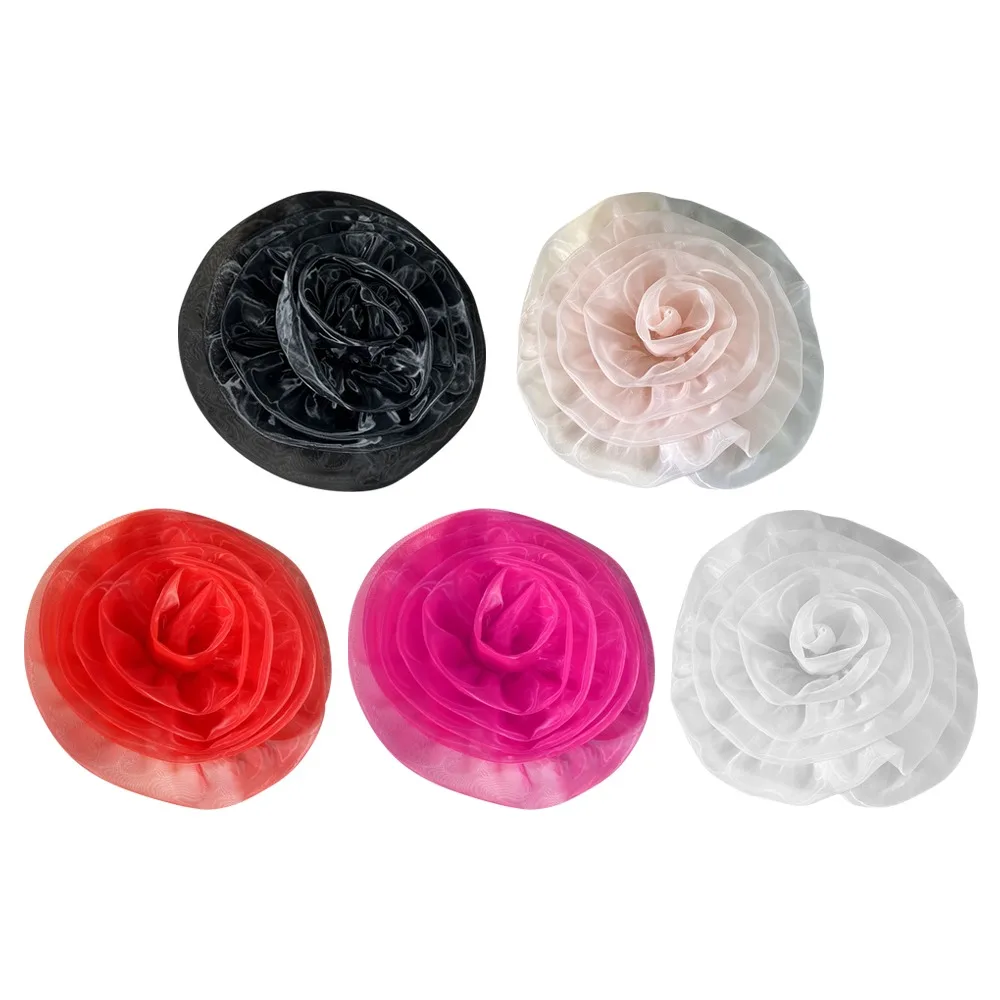 Patch de fleur double rose à la mode, collier de fleur de poitrine bricolage, gril à coudre, accessoires de broche en tissu, appliques de couture décoratives