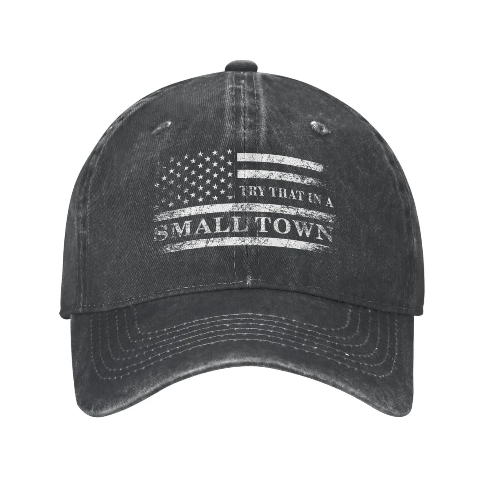 

Baseball Caps for Men Women Try That in a Small Town Flag white letter Adjustable Printed Vintage Washed Athletic Hat