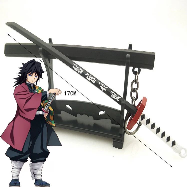 6,7 Zoll Metall-Dämonentöter-Katana Anime Kimetsu No Yaiba Tanjirou Ninja-Messer Echtes Japanisches Katana Mini-Samurai-Säbel Spielzeug Geschenk