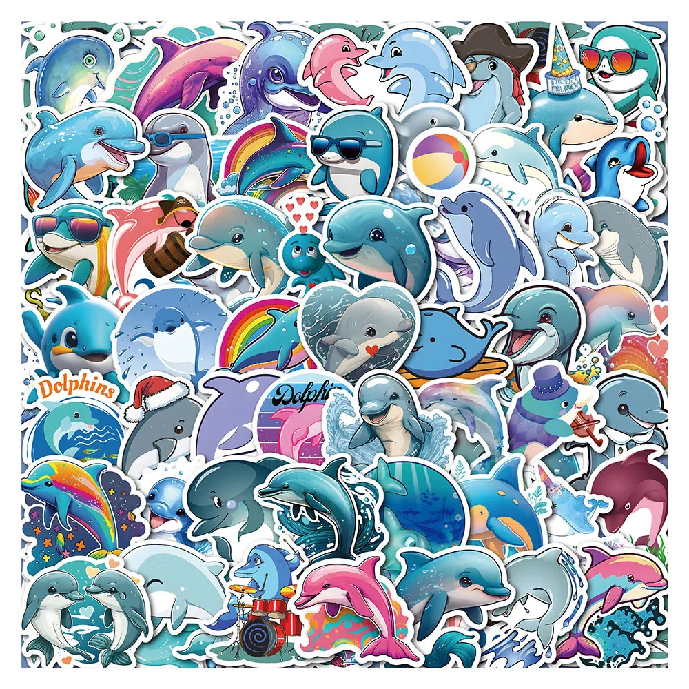 

10/30/50PCS Cartoon Cute Marine Animals Dolphin Graffiti Stickers Waterproof Decals KidsToy DIY Stationery Box Water Cup Sticker