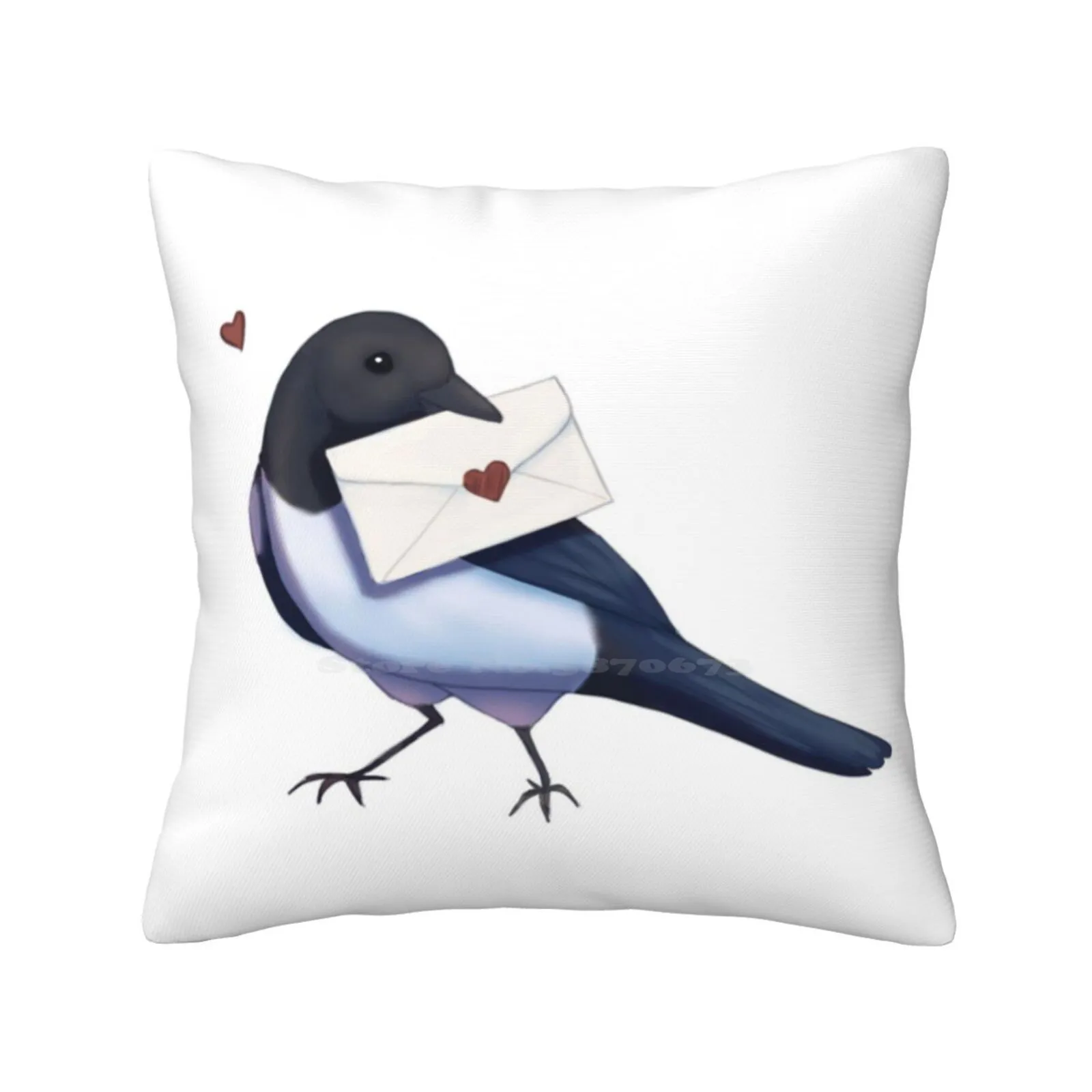 You'Ve Got Mail Magpie Home Sofa Car Waist Throw Pillowcase Magpie Love Letter Letters Animal Illustration Bird Cute Mail