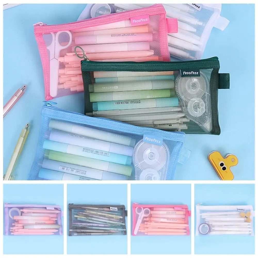 Ins Net Pen Bag High Appearance Level Korean Version Pencil Bag Multifunction Large Capacity Stationery Storage Bag Student