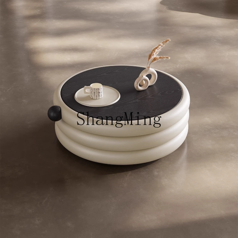 

SM household new simple round cream wind size apartment tea table living room advanced coffee table