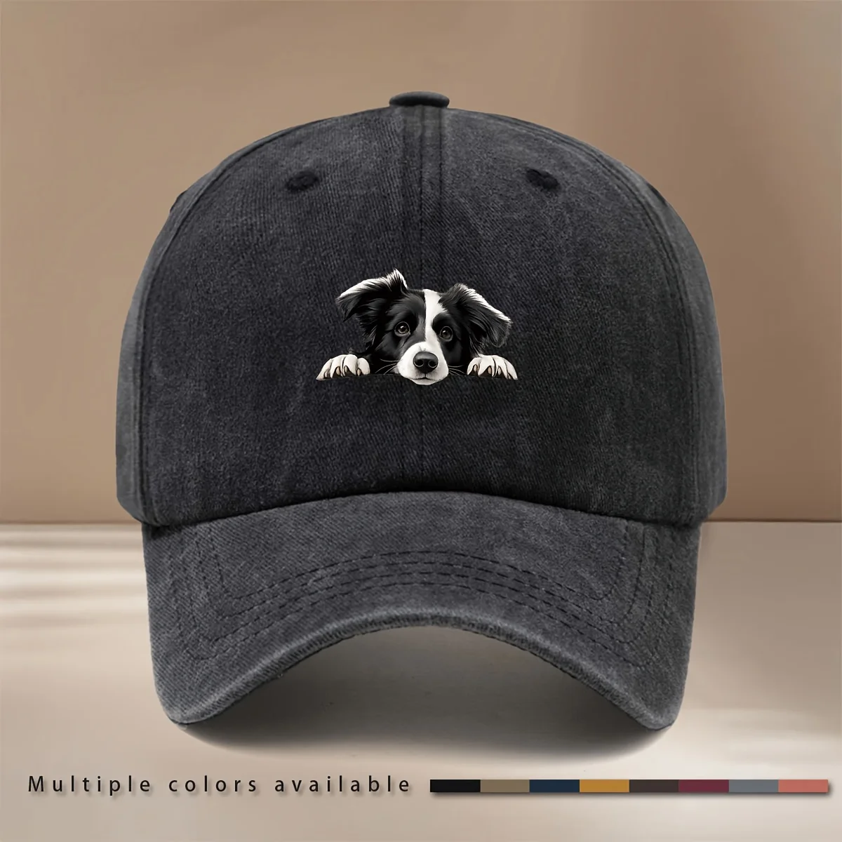 This Is a Baseball Cap with a Peeking Border Collie Print, a Trendy and  Adjustable-size Trucker Hat, Unisex, Lightweight and Co