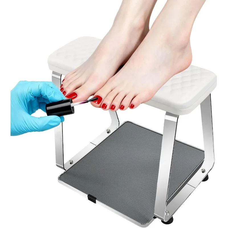 DT81 Stainless Steel Pedicure Stool with Movable Footrest and Hand Pillow - for Home and Salon Use Pedicure Station
