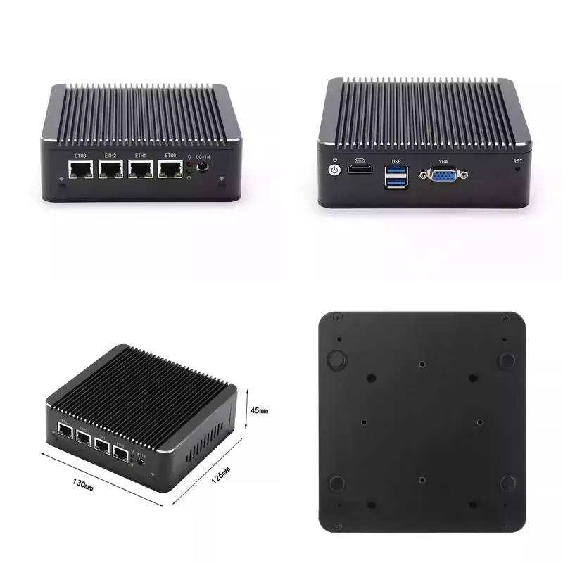 Linkleaps Industrial Mini PC Fanless Celeron N2940 Quad-Core 8GB DDR3 4x GbE LAN 2x USB 3.2 Pfsense Soft Router in