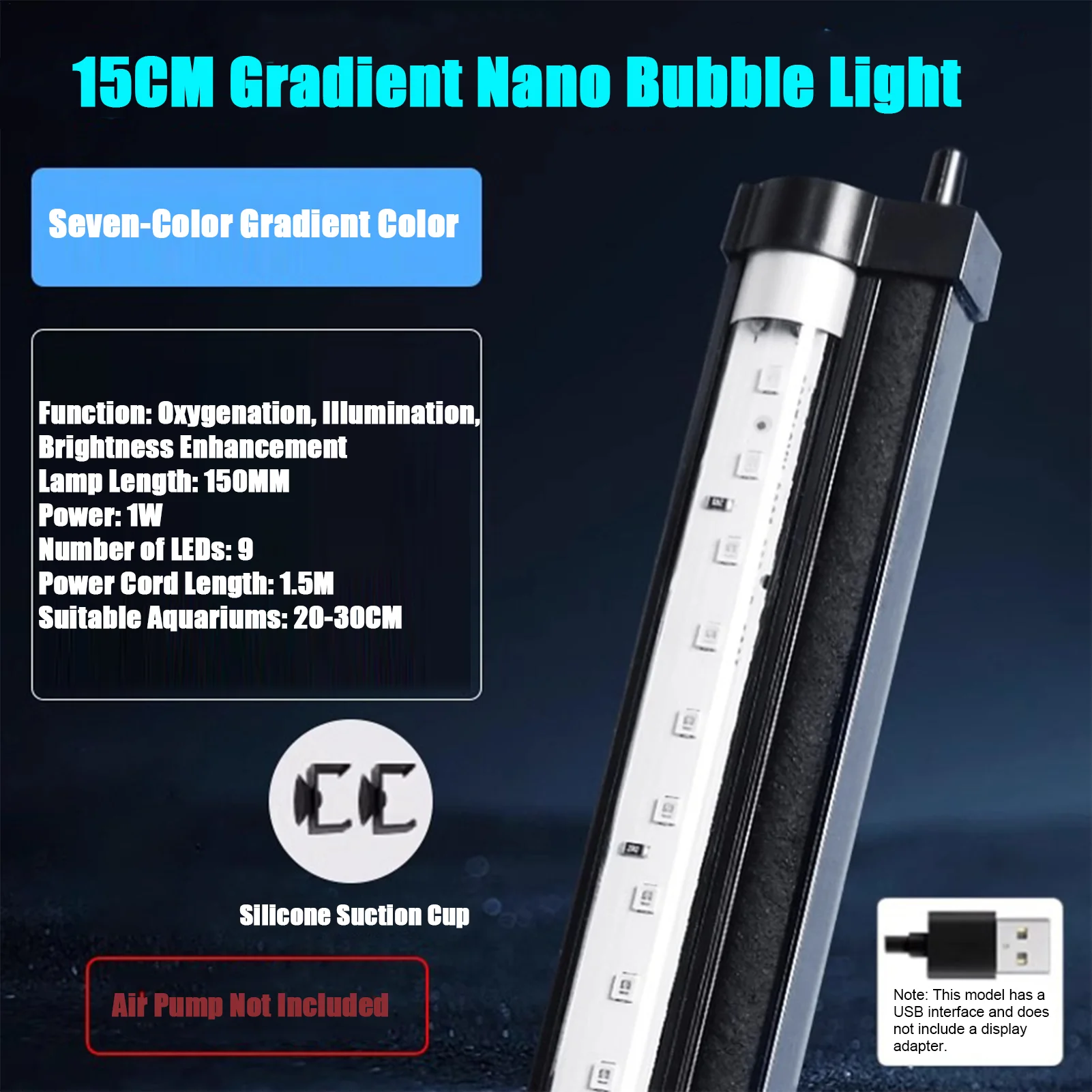 Aquarium Fish For Beginners - Lampada LED per acquario con ventosa,
