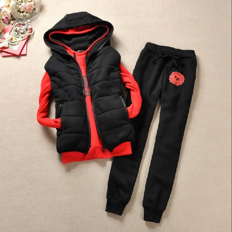 Autumn and winter new Fashion women suit women\'s tracksuits casual set with a hood fleece sweatshirt three pieces set