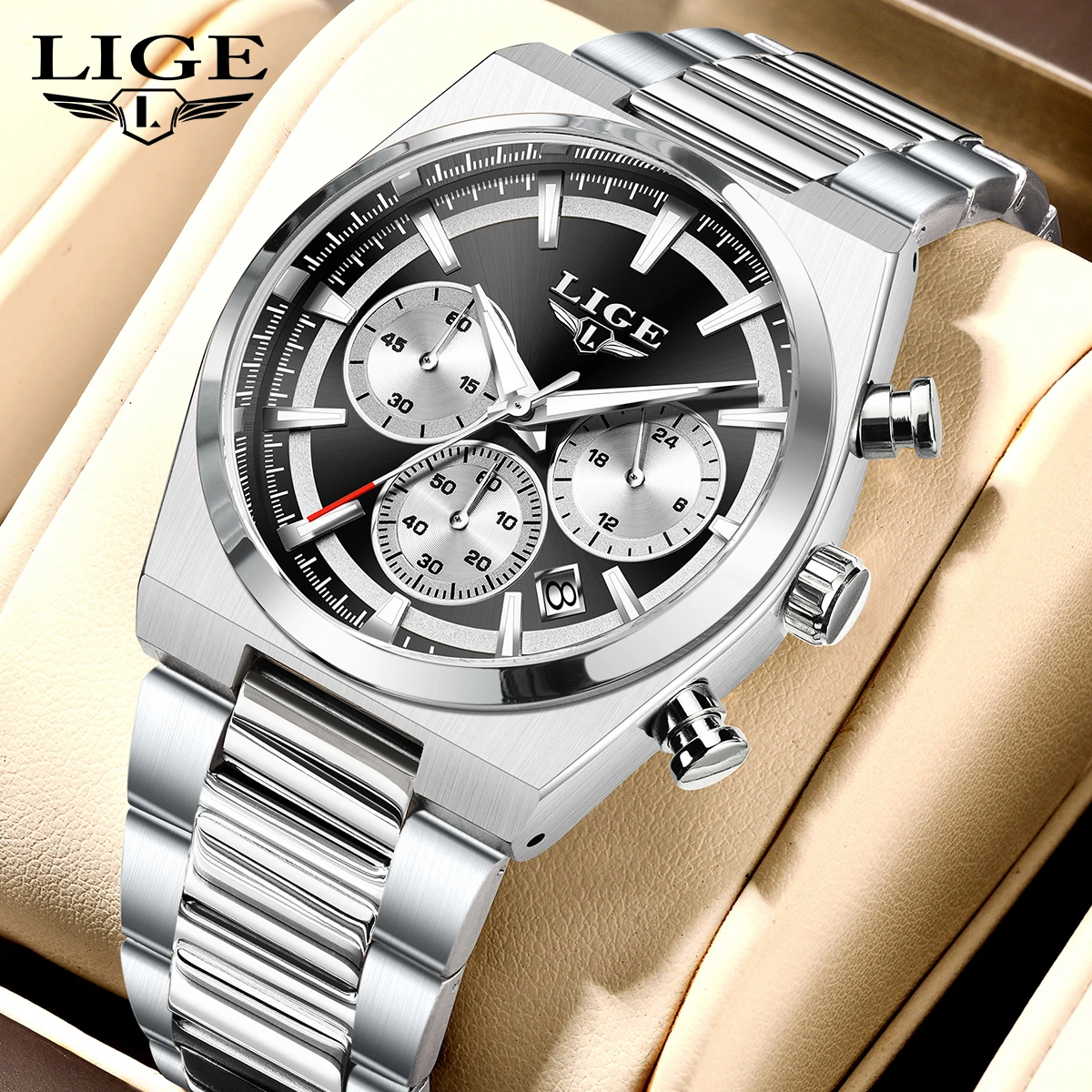 LIGE 2026 New Men Watches Quartz Business Watch Man Clock Top Brand Luxury Waterproof Chronograph Watch for Men