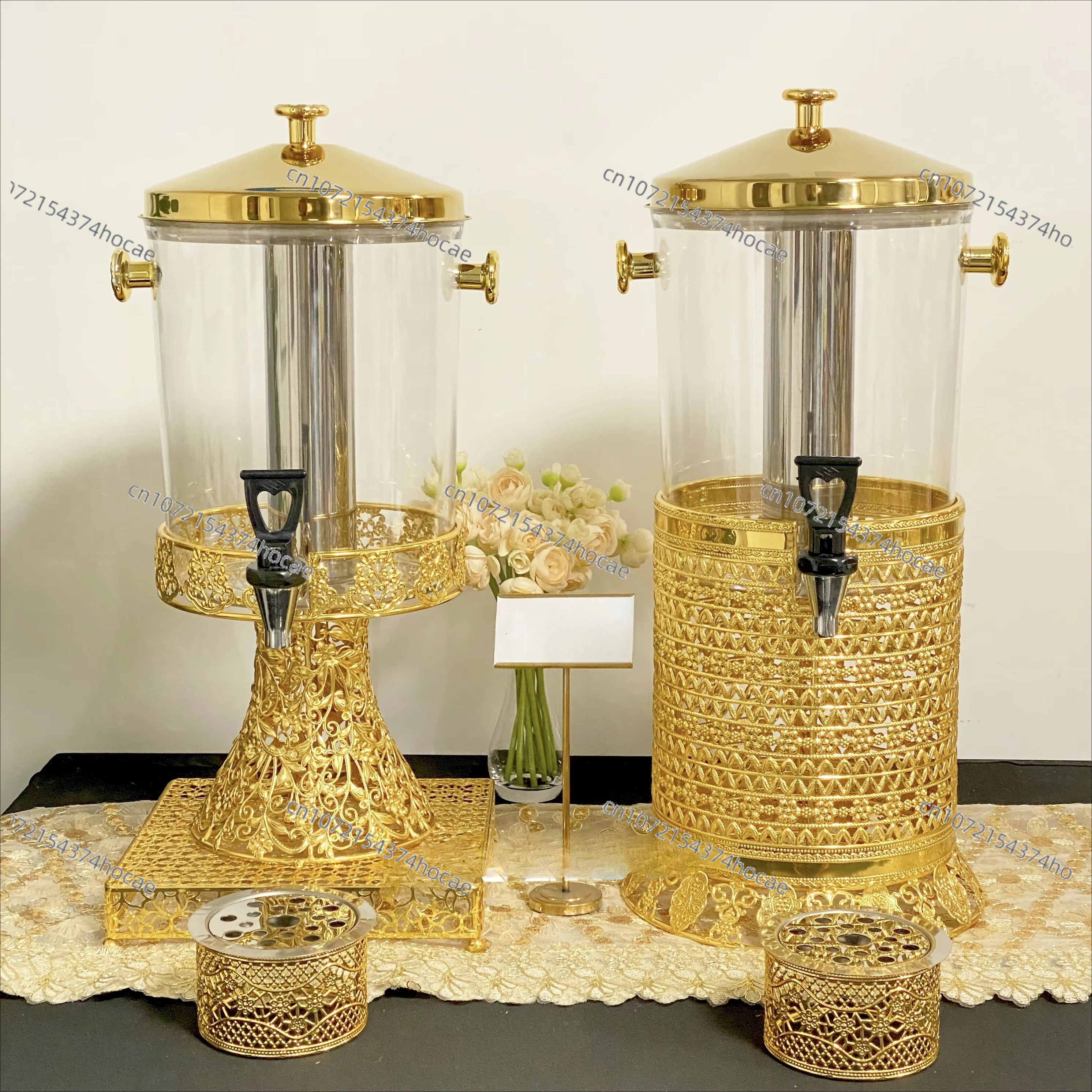 Elegant Luxury 8L Juice Dispenser Durable Clear Glass Gold Storage Pot Catering Restaurant Wedding Party Beverage Organizer