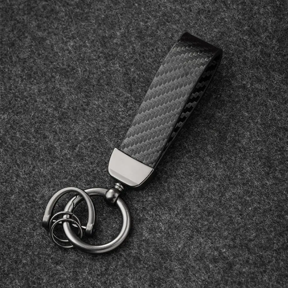 Reinforced Key Ring Carbon Fiber Keychain Pendant with Anti-lost D-ring Universal Car Key Chain Accessory for Men Women Durable