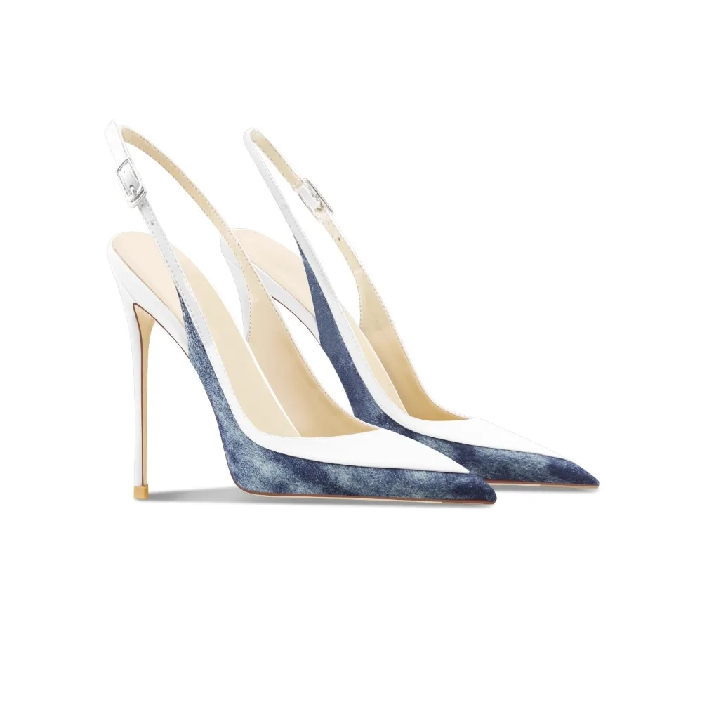 

White High Heel Sandals 2025 Summer New Pointed Toe Thin Heel Comfortable Fashion Office Shoes