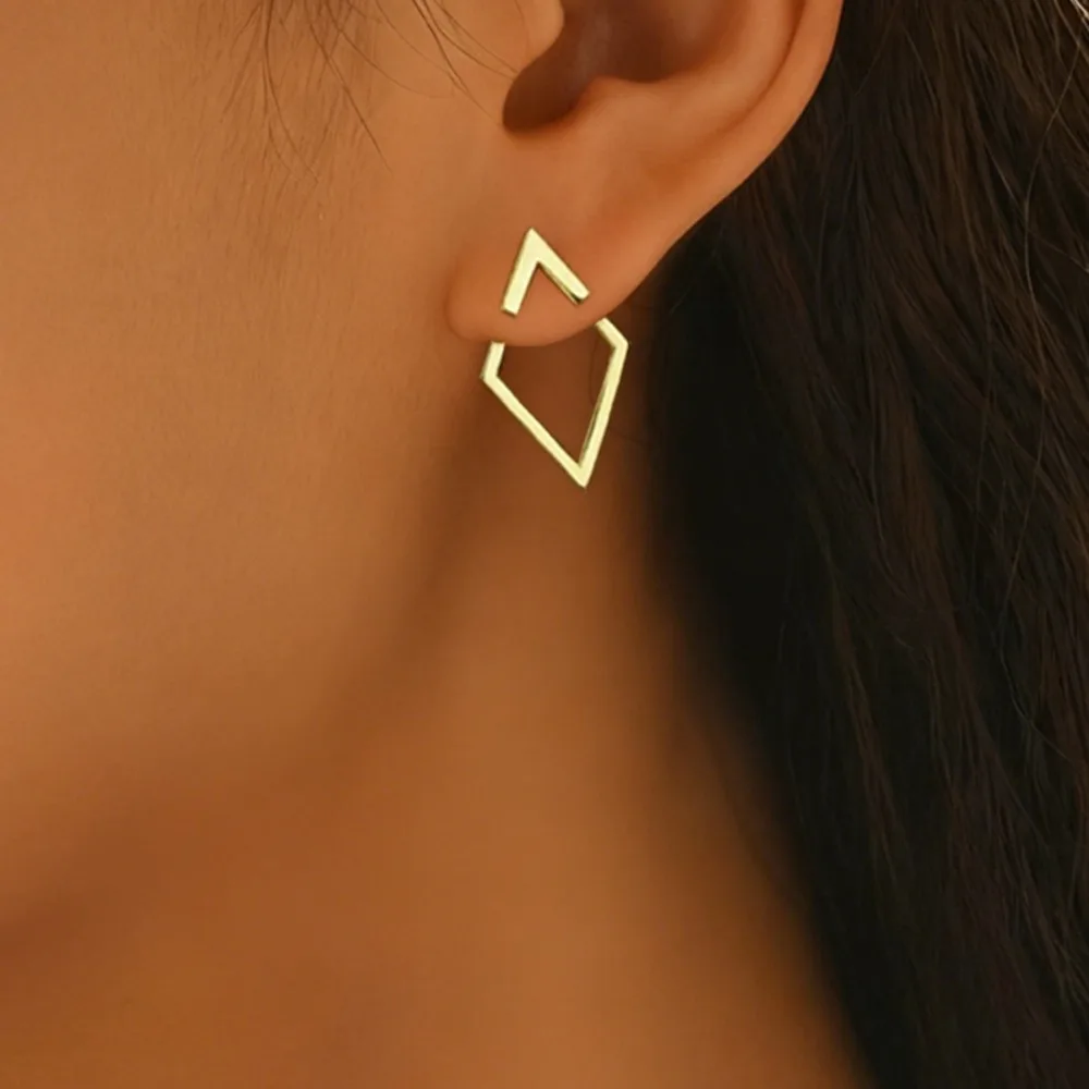 1 Pair of Triangular Rhombus-Shaped Double-Layered Earrings, European and American Simple and Elegant Style, Versatile Design for Multiple Wearing Methods, Suitable for Women's Earrings for Various Occasions Such as Da
