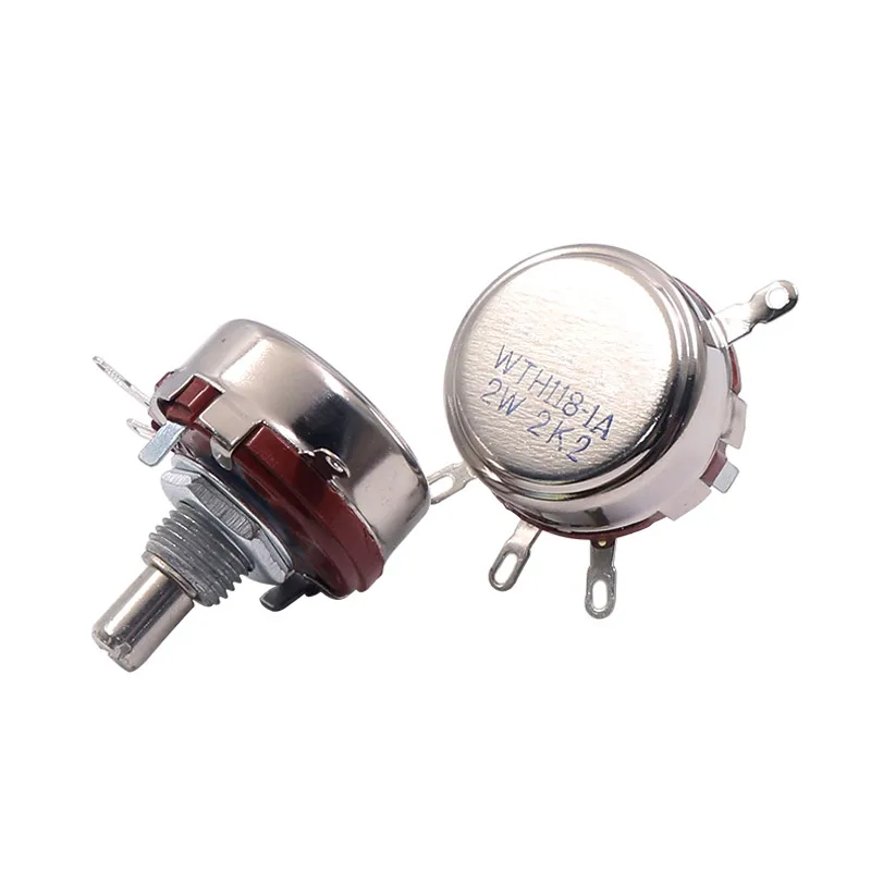 1PC WH118 Single coil Carbon film Potentiometer 2W 1K 2K2 3K3 4K7 5K6 10K 22K 33K 47K 100K 150K 470K WTH118-1A Knob resistance image 5