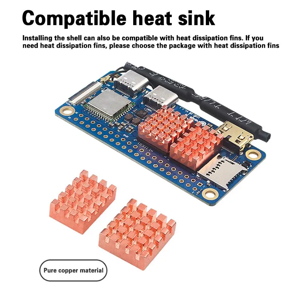 For Orange Pi Zero 2W Acrylic Case Transparent Shell Protective Cover Box Mainboard Display Protector With Copper Heat Sinks