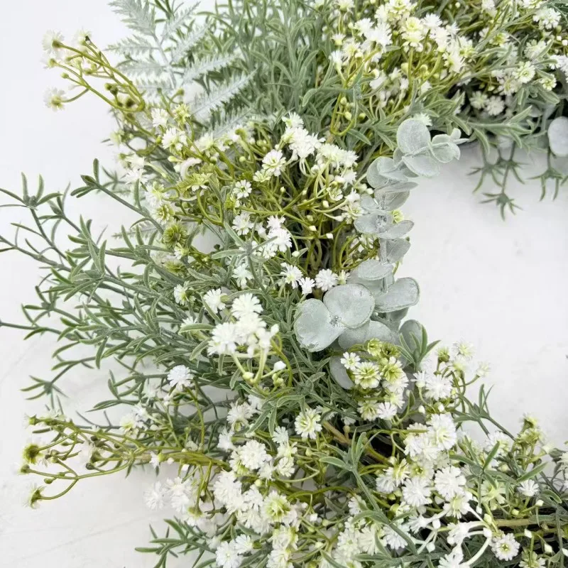 Spring Wreath Factory Wholesale Gypsophila Artificial Baby Breath And Eucalyptus Leaves Home Decorative Wreath Wedding Scene