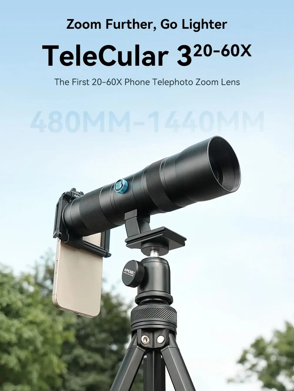 APEXEL Zoomlens 20x-60x Telelens Universele High Power Tele voor Vogels kijken Camping iPhone Android Telefoons - afbeelding 2