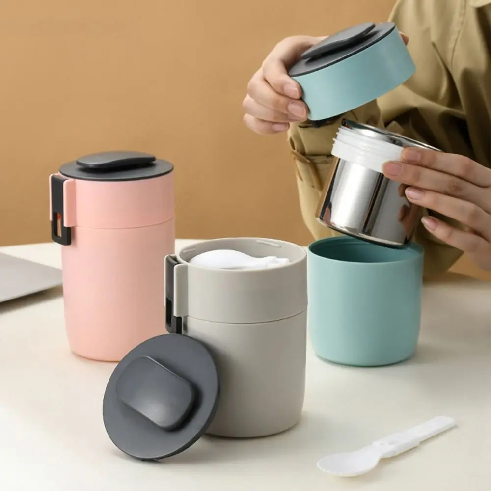 

Removable Liner Insulated Breakfast Cup Double Layer Leakproof Insulated Soup Cup with Spoon Sealed Thermal Food Container