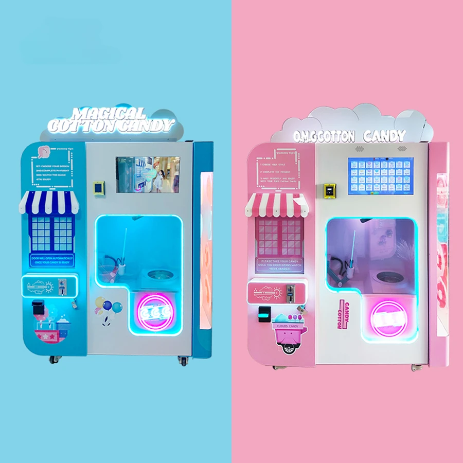 Intelligent Candy Flower Floss Vending Making Machine Robot Business Automatic Cotton Candy Machine with Super Touch Advertising
